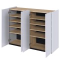 EASY EA-02 - komoda 4d z oświetleniem - biały połysk-dąb scandi-otwarte z półkami.