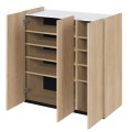 EASY EA-03 - komoda 3d z oświetleniem - dąb scandi-biały połysk z dodatkowymi półkami.