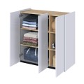 EASY EA-03 - komoda 3d z oświetleniem - biały połysk-dąb scandi-otwarte w aranżacji.
