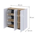 EASY EA-03 - komoda 3d z oświetleniem - biały połysk-dąb scandi-wymiary.