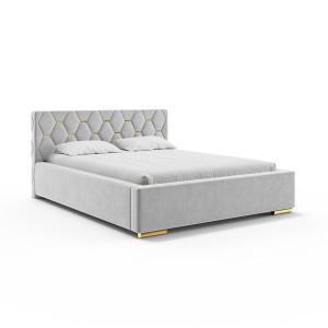 Łóżko do sypialni WARSO z ozdobnym zagłówkiem 