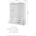 Szafa biała uchylna z lustrami  bez półek AVERA-wymiary.