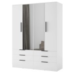 Szafa biała uchylna z lustrem i szufladami 170 cm AVERA