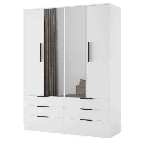 Szafa biała uchylna z lustrami AVERA.