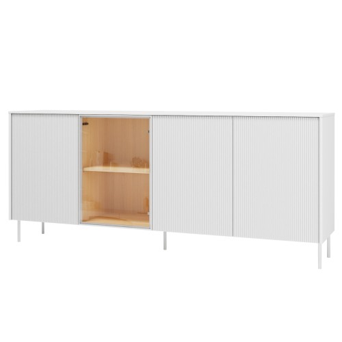 Komoda LIBA LB-03 -3d1w z oświetleniem - biały jedwab-dąb vincenza.