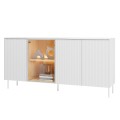 Komoda LIBA LB-04 - 3d1w z oświetleniem led - biały jedwab-dąb vincenza.