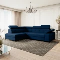 Narożnik nowoczesny do salonu lewy na nóżkach BREGI niebieski AMON 07.