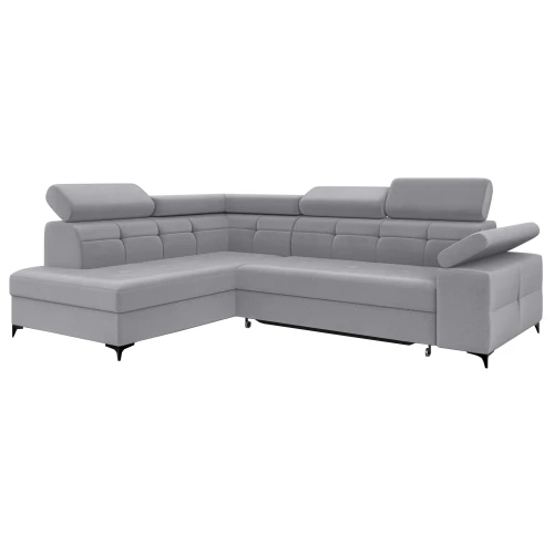 Narożnik rozkładany lewy na nóżkach BREGI jasnoszary AMON 09-zamknięty.