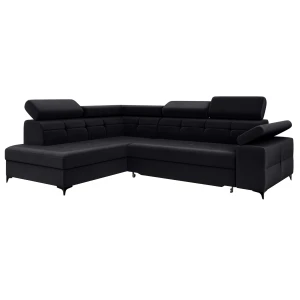 Narożnik czarny rozkładany oraz pojemnikiem BERGI 