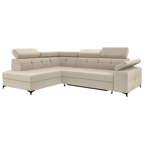 Narożnik rozłożony lewy na nóżkach BREGI beżowy AMON 17-zamknęty.