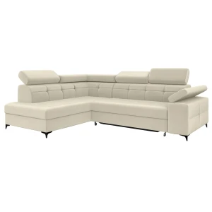 Narożnik kremowy rozkładany z pojemnikiem BERGI 