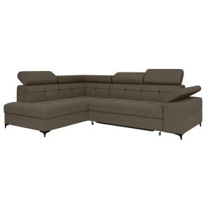 Narożnik brązowy na nóżkach rozkładany do salonu BERGI  