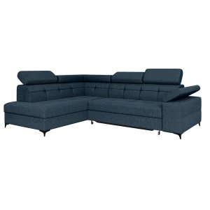 Narożnik granatowy rozkładany z regulowanym zagłówkiem BERGI   