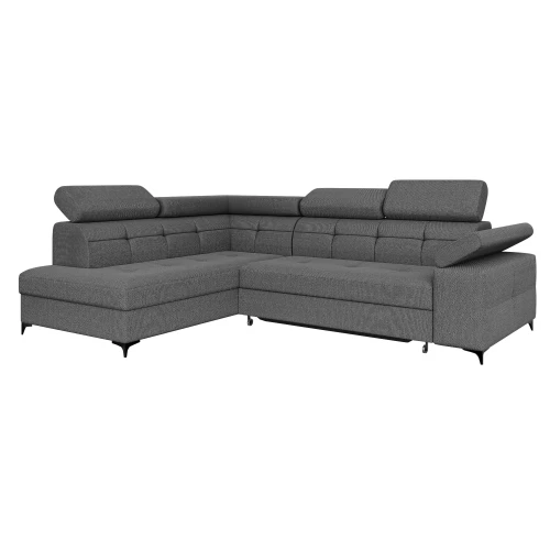 Narożnik rozkładany lewy na nóżkach BREGI ciemnoszary Modesto 488-zamknięty.