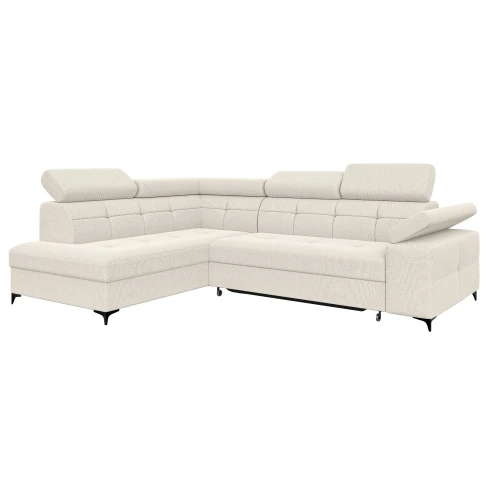 Narożnik rozkładany lewy na nóżkach BREGI kremowy Modesto 492-zamknięty.