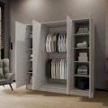 Szafa szeroka biała czterodrzwiowa uchylna GALI 200 cm-otwarta.