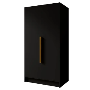 Szafa dwudrzwiowa czarna ze złotymi uchwytami 102 cm PORTA