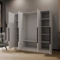 Szafa czterodrzwiowa biała z czarnymi uchywtami PORTA- z dodatkową półką dolna.