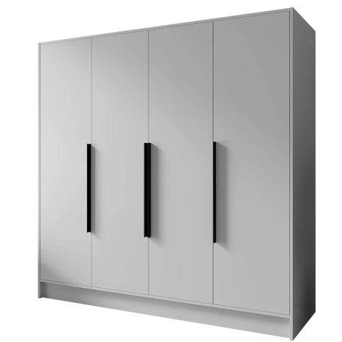 Szafa czterodrzwiowa biała z czarnymi uchywtami PORTA.