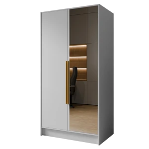 Szafa dwudrzwiowa uchylna  biała z lustrem 102 cm LUSO 