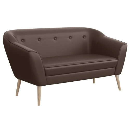 Sofa DIMA II skandynawska 140 cm na nóżkach brązowa ekoskóra- SOFT 30.