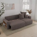 Narożnik rozkładany do salonu 238x142x73cm sztruksowy SOLERI w tkaninie brązowej POSO 4 z pojemnikiem.