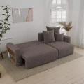 Narożnik rozkładany do salonu 238x142x73cm sztruksowy SOLERI w tkaninie brązowej POSO 4-rozłożony.