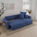 Narożnik designerski rozkładany do salonu 238x142x73cm sztruksowy SOLERI w tkaninie niebieski POSO 5.