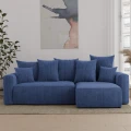 Narożnik nowoczesny rozkładany do salonu 238x142x73cm sztruksowy SOLERI w tkaninie niebieski POSO 5.