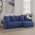 Narożnik rozkładany do salonu 238x142x73cm sztruksowy SOLERI w tkaninie niebieski POSO 5 do nowoczesnego salonu.
