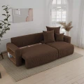 Narożnik nowoczesny rozkładany z pojemnikiem 238x142x73cm sztruksowy SOLERI w tkaninie ciemnobrązowej  POSO 6.