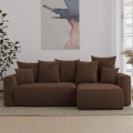 Narożnik z pojemnikiem 238x142x73cm sztruksowy SOLERI w tkaninie ciemnobrązowej POSO 6.