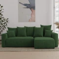 Narożnik z pojemnikiem nowoczesny 238x142x73cm sztruksowy SOLERI w tkaninie zielony POSO 14.