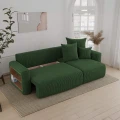 Narożnik z pojemnikiem nowoczesny 238x142x73cm sztruksowy SOLERI w tkaninie zielony POSO 14-rozłożony.