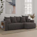 Narożnik do salonu rozkładany z pojemnikiem nowoczesny 238x142x73cm sztruksowy SOLERI w tkaninie szarej POSO 22.