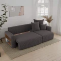 Narożnik rozkładany z pojemnikiem nowoczesny 238x142x73cm sztruksowy SOLERI w tkaninie szarej POSO 22 do pokoju dziennego.
