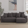Narożnik rozkładany z pojemnikiem nowoczesny 238x142x73cm sztruksowy SOLERI w tkaninie szarej POSO 22 do salonu.