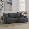 Narożnik rozkładany do salonu 238x142x73cm sztruksowy SOLERI w tkaninie ciemnoszara POSO 34 nowoczesny.