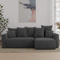 Narożnik rozkładany do salonu 238x142x73cm sztruksowy SOLERI w tkaninie ciemnoszara POSO 34-złożony.