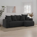 Narożnik rozkładany 238x142x73cm sztruksowy SOLERI czarny w tkaninie POSO 135- złożony