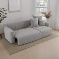 Narożnik nowoczesny rozkładany z pojemnikiem 238x142x73cm sztruksowy SOLERI jasnoszary w tkaninie POSO 55.