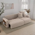 Narożnik nowoczesny rozkładany beżowy 238x142x73cm sztruksowy SOLERI w tkaninie POSO 2 do salonu.