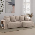 Narożnik rozkładany z pojemnikiem beżowy 238x142x73cm sztruksowy SOLERI w tkaninie POSO 2 do salonu.