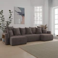 Narożnik duży brązowy z funkcją spania do salonu SOLERI U w tkaninie POSO 4.