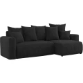 Narożnik nowoczesny rozkładany 238x142x73cm sztruksowy SOLERI czarny w tkaninie POSO 135 do salonu.