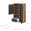 Szafka 2d1s  FARGO FG-04 canion-raw steel-wymiary.