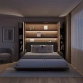 Półkotapczan pionowy 180x200 BED CONCEPT BC-13 Lenart z regałami w kolorze dąb dunin.