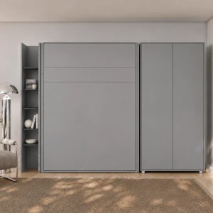 Półkotapczan pionowy 180x200 szary z dostawkami i szafą BED CONCEPT BC-13 