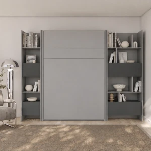  Półkotapczan pionowy 120x200 z regałami szary BED CONCEPT BC-22 oraz BC-23 