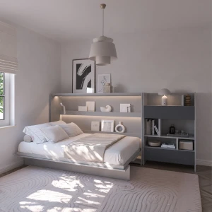 Półkotapczan poziomy  120x200 BED CONCEPT BC-05 szary z regłem BC-26